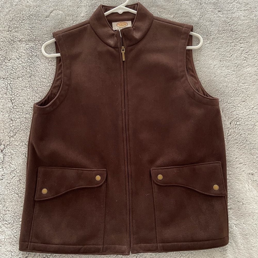 Talbots Petites Sueded Brown Vest size small
